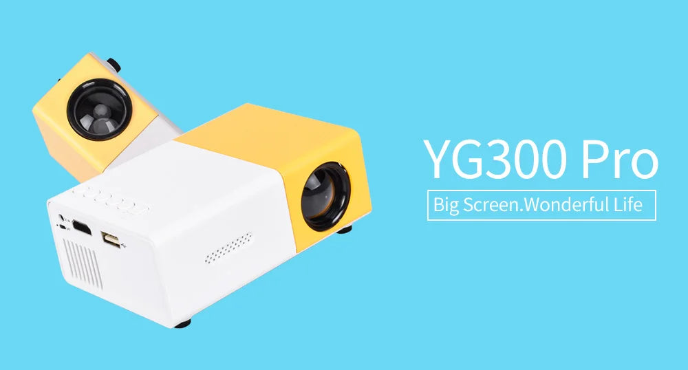 Salange YG300 Mini LED Projector Yg300 Upgraded Version 600 lumen 320x240P HDMI-compatible USB Audio Home Media Player Beamer