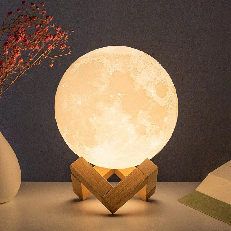 E9 Moon LED Night Light – Battery Powered with Stand