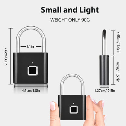 Keyless Fingerprint Padlock Ultra Light One Touch Open Fingerprint Door Lock For Gym School Luggage Backpack Suitcase Locker