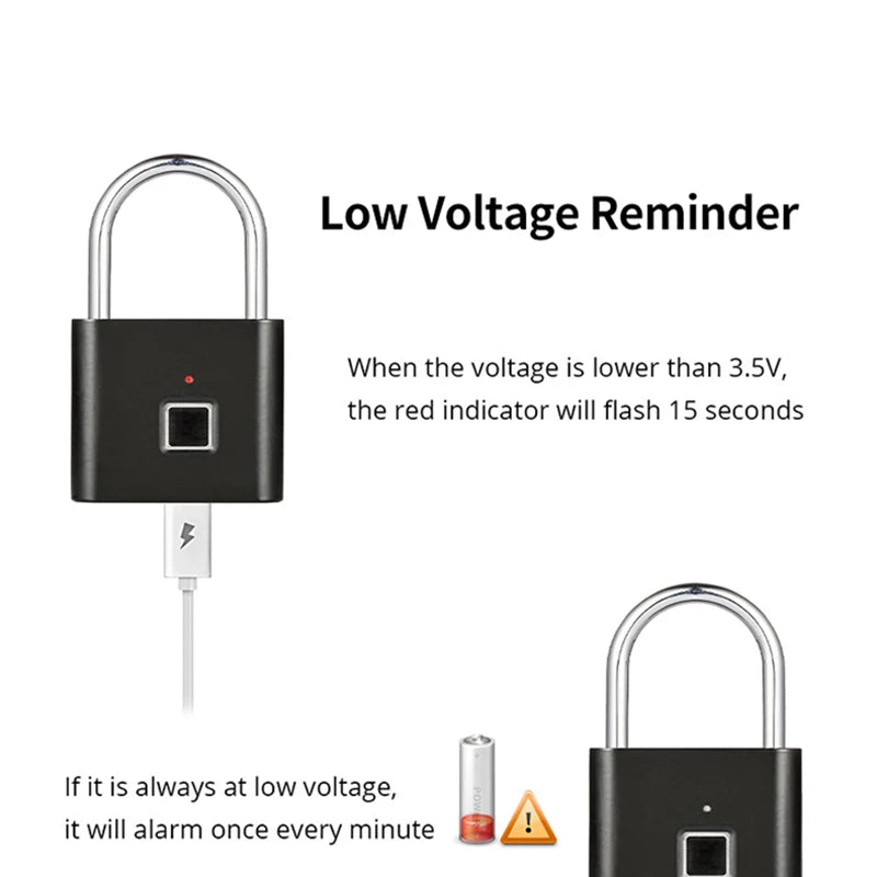 Keyless Fingerprint Padlock Ultra Light One Touch Open Fingerprint Door Lock For Gym School Luggage Backpack Suitcase Locker