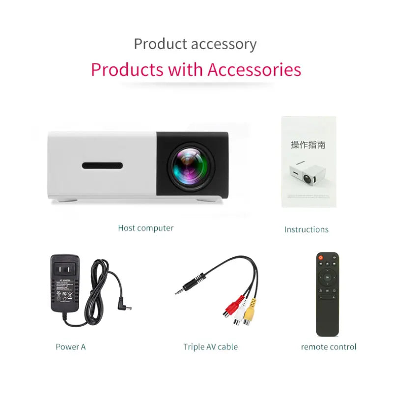 Salange YG300 Mini LED Projector Yg300 Upgraded Version 600 lumen 320x240P HDMI-compatible USB Audio Home Media Player Beamer