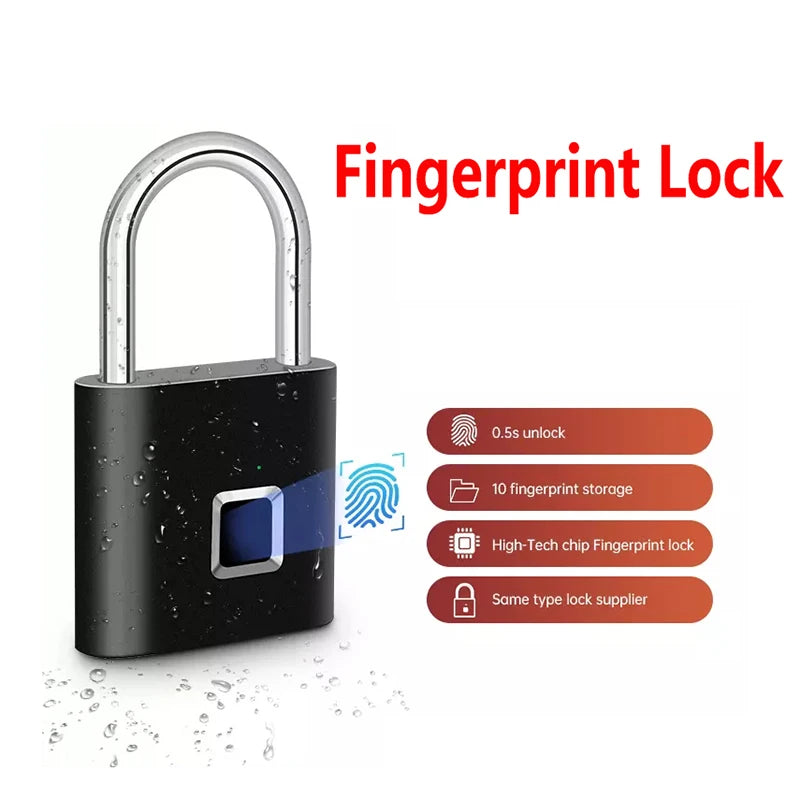 Keyless Fingerprint Padlock Ultra Light One Touch Open Fingerprint Door Lock For Gym School Luggage Backpack Suitcase Locker