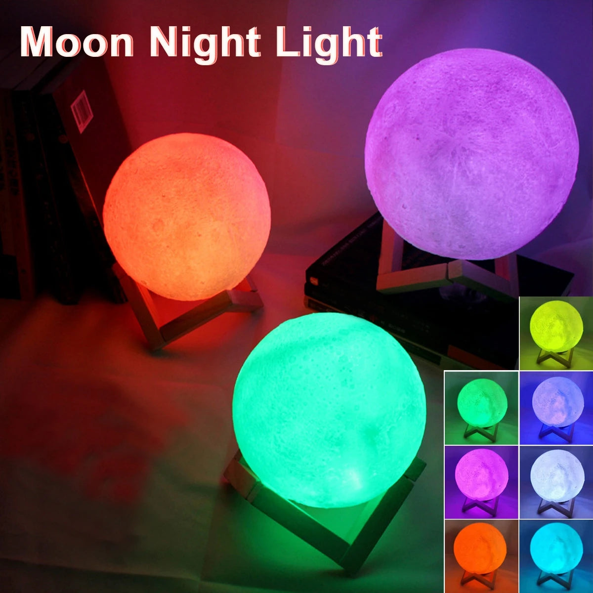 E9 Moon LED Night Light – Battery Powered with Stand