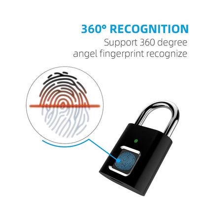 Keyless Fingerprint Padlock Ultra Light One Touch Open Fingerprint Door Lock For Gym School Luggage Backpack Suitcase Locker