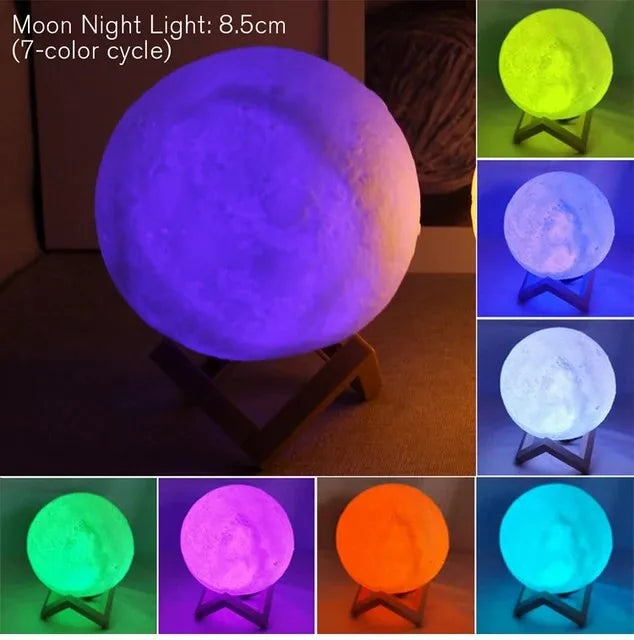 E9 Moon LED Night Light – Battery Powered with Stand